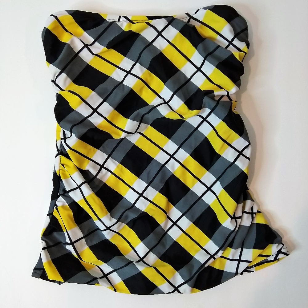 Hobie Swim Tankini Top Plaid Size M